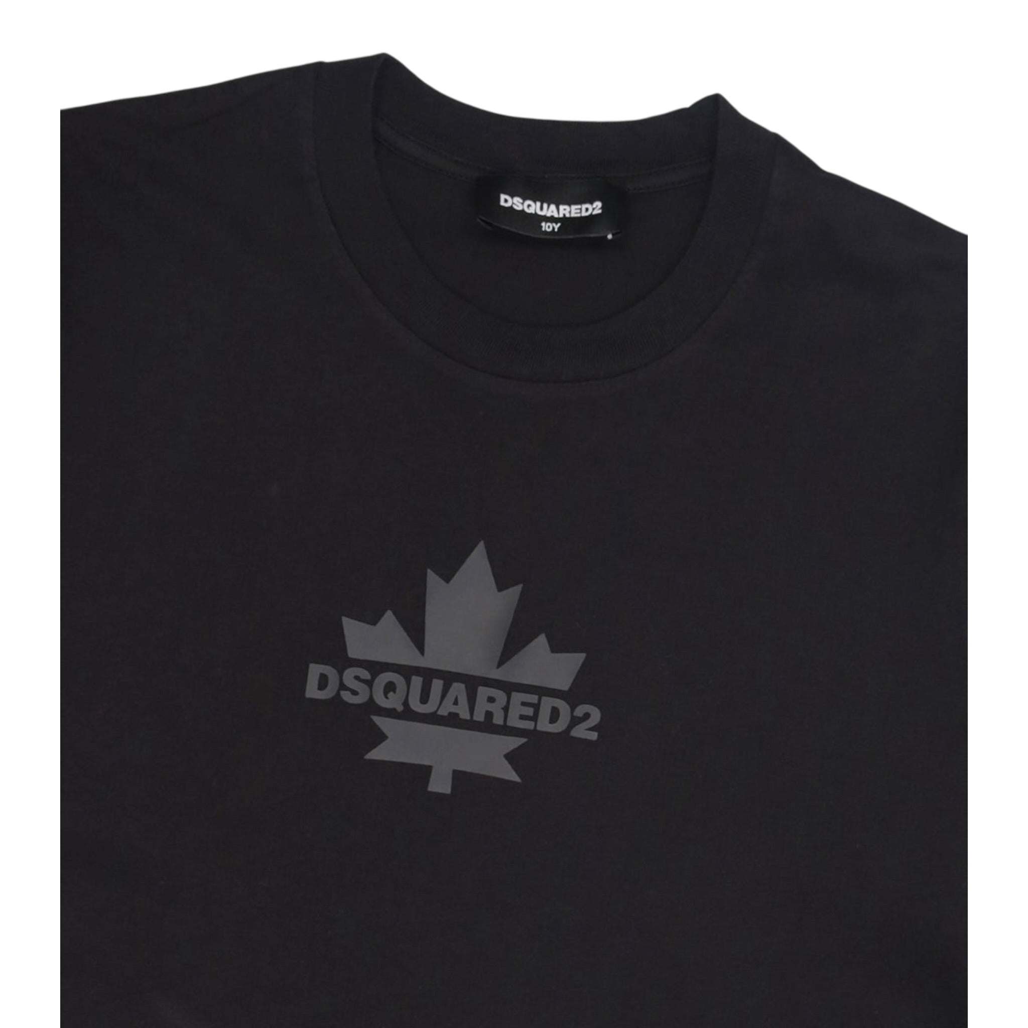 Dsquared2 T-Shirt Girocollo tinta unita con Logo Nero per Bambino DQ2743X NERO DSQUARED2 