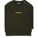 Dsquared2 Felpa tinta unita Girocollo con Stampa Verde per Bambino DQ2860J VERDE DSQUARED2 