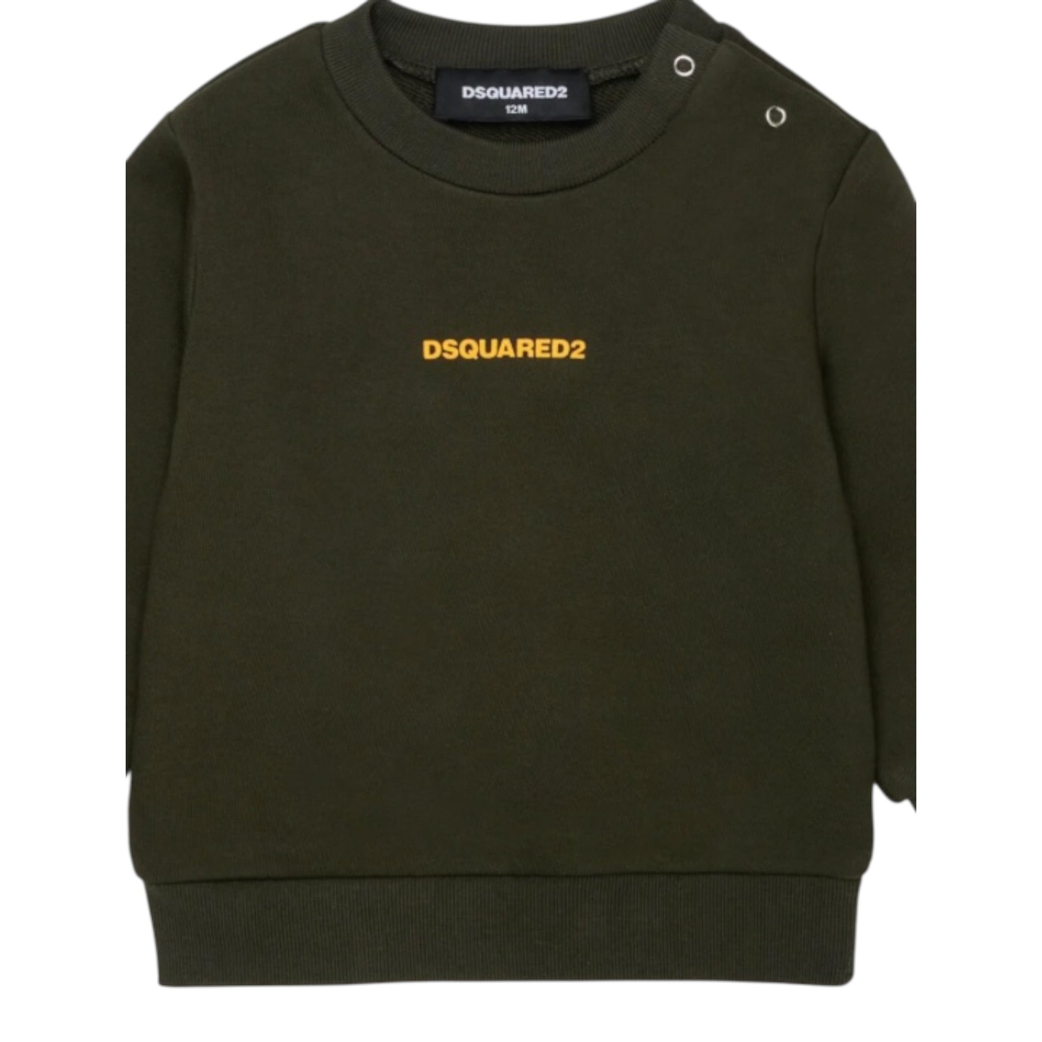 Dsquared2 Felpa tinta unita Girocollo con Stampa Verde per Bambino DQ2860J VERDE DSQUARED2 
