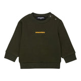 Dsquared2 Felpa tinta unita Girocollo con Stampa Verde per Neonato DQ2860 VERDE DSQUARED2 