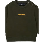 Dsquared2 Felpa tinta unita Girocollo con Stampa Verde per Neonato DQ2860 VERDE DSQUARED2 