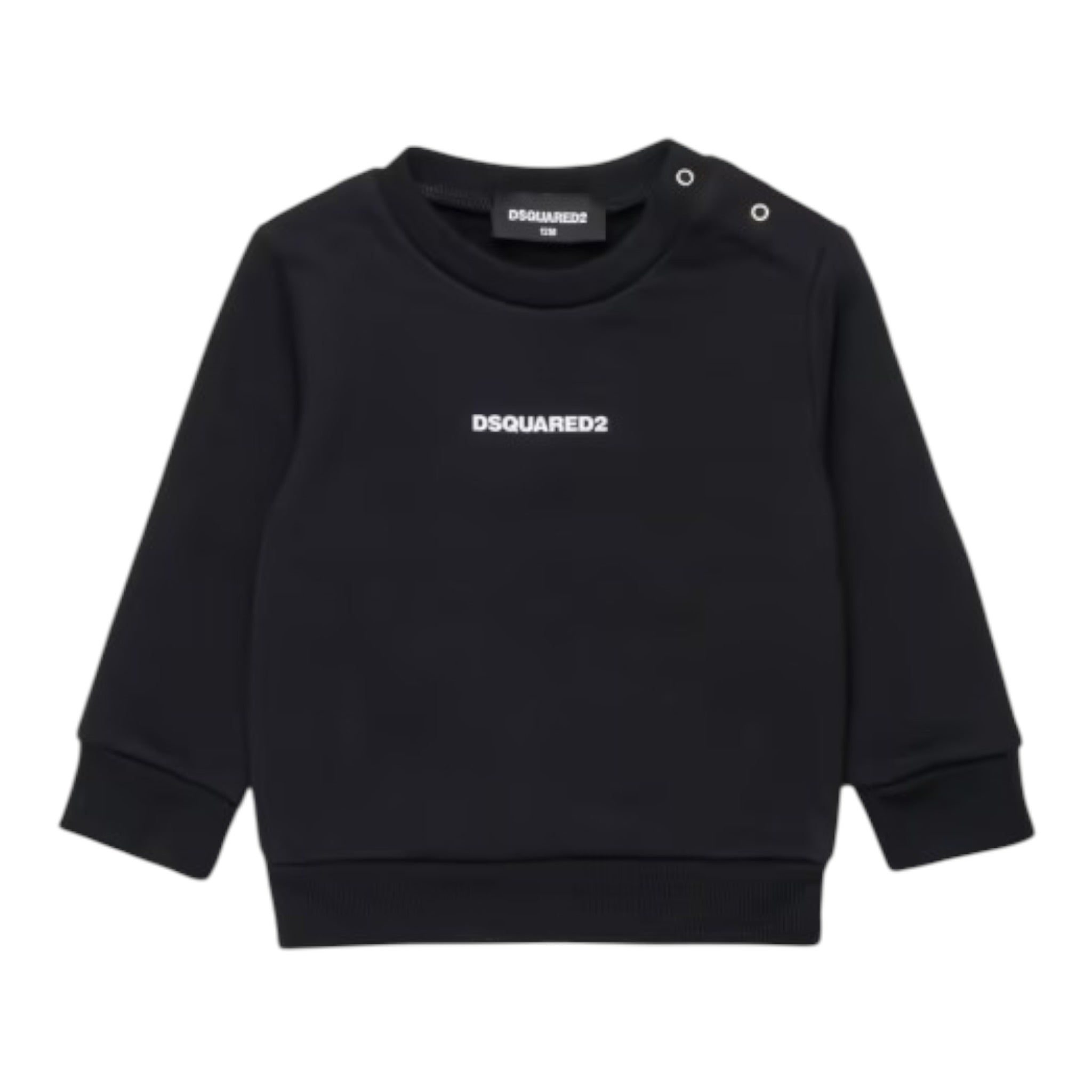 Dsquared2 Felpa tinta unita Girocollo con Stampa Nero per Neonato DQ2860X NERO DSQUARED2 