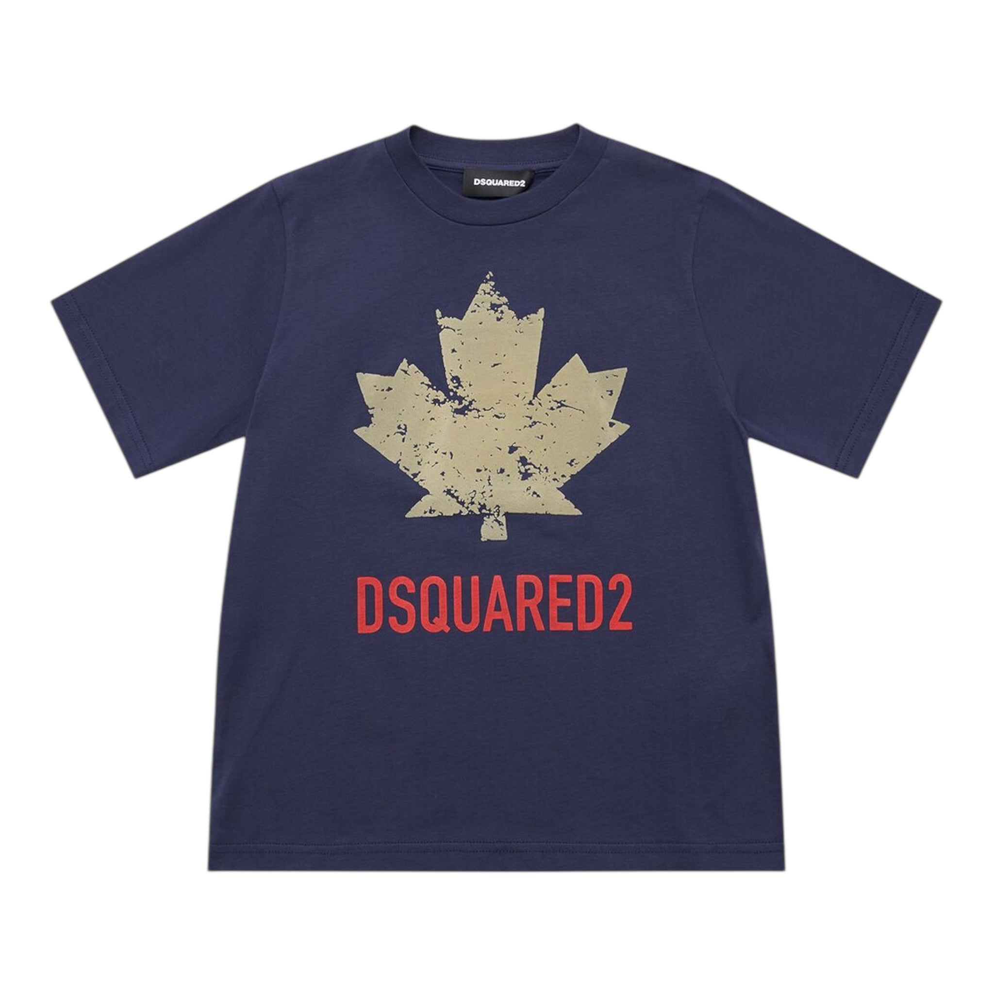 Dsquared2 T-Shirt Girocollo tinta unita con Logo Blu per Bambino DQ2982 BLU DSQUARED2 