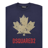Dsquared2 T-Shirt Girocollo tinta unita con Logo Blu per Bambino DQ2982 BLU DSQUARED2 