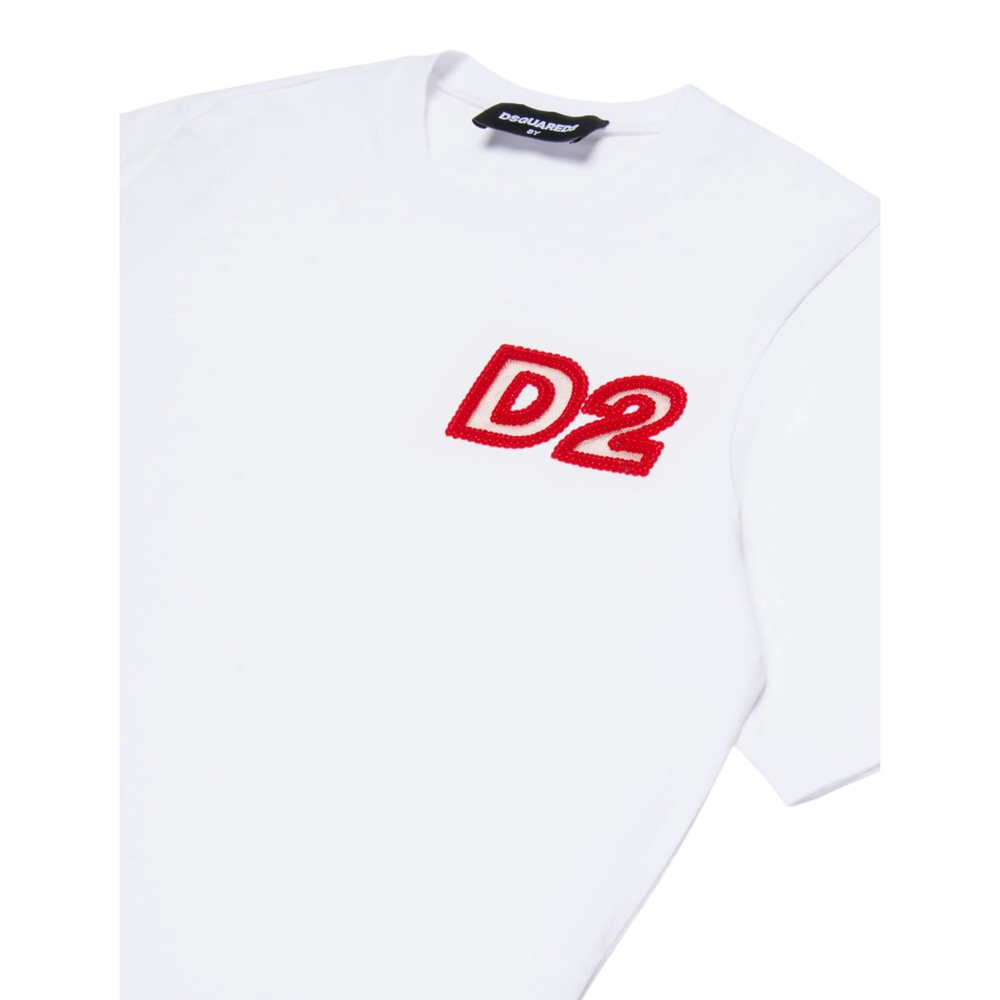 Dsquared2 T-Shirt Girocollo tinta unita con Logo Bianco per Bambino DQ2996 BIANCO DSQUARED2 