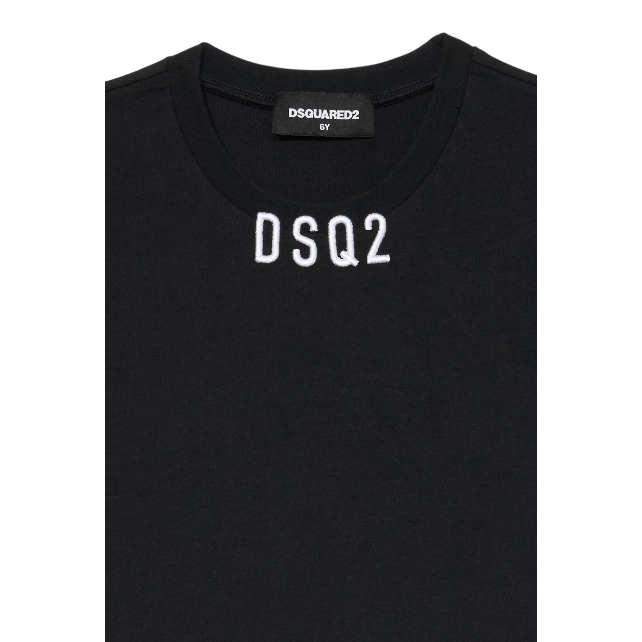 Dsquared2 T-Shirt Girocollo tinta unita con Logo Nero per Bambino DQ2997 NERO DSQUARED2 