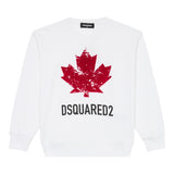 Dsquared2 Felpa tinta unita Girocollo con Stampa Bianco per Bambino DQ3005XX BIANCO DSQUARED2 
