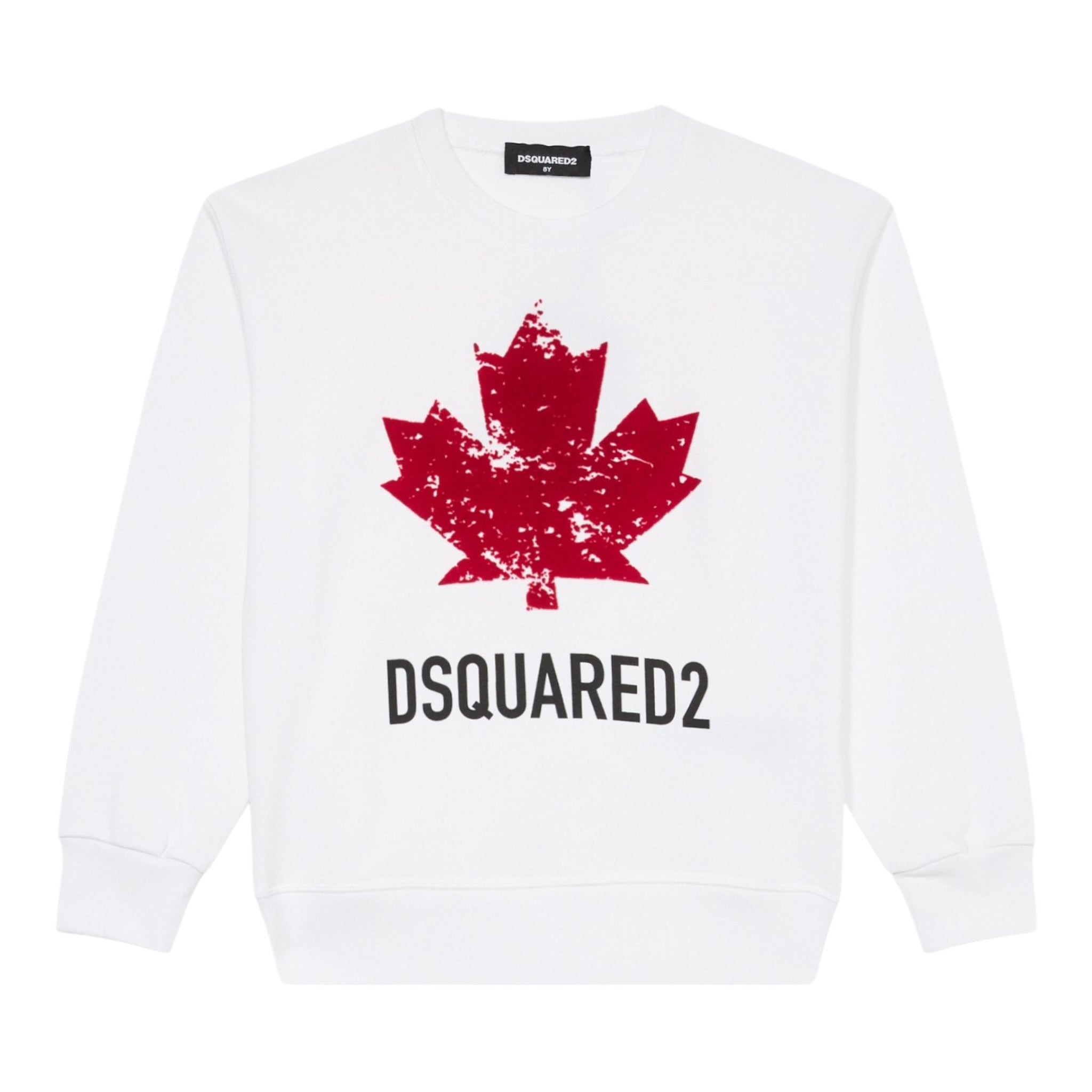 Dsquared2 Felpa tinta unita Girocollo con Stampa Bianco per Bambino DQ3005XX BIANCO DSQUARED2 
