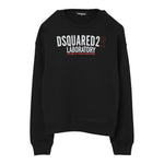 Dsquared2 Felpa Chiusa Girocollo tinta unita con Stampa Nero per Bambino DQ3006X NERO DSQUARED2 