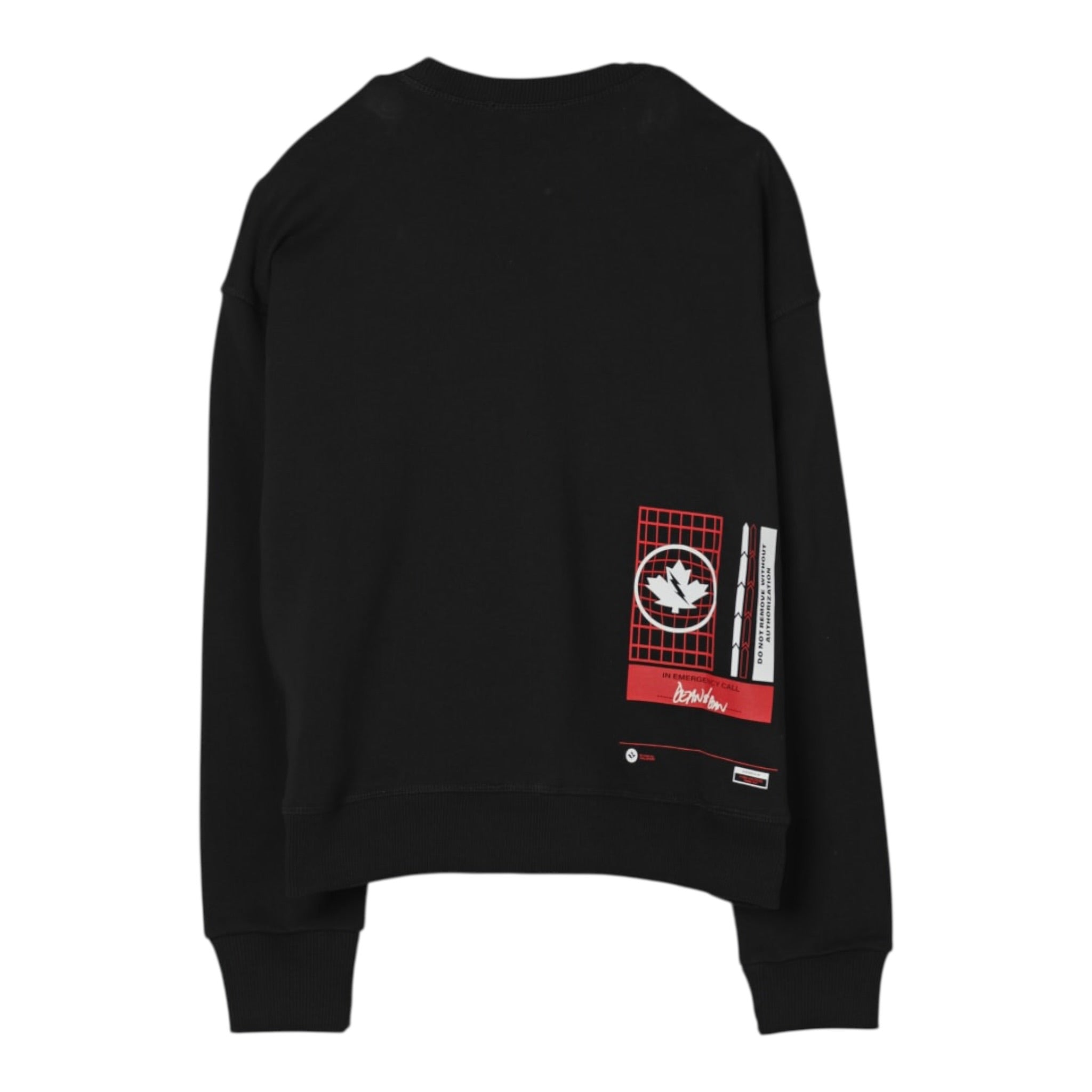 Dsquared2 Felpa Chiusa Girocollo tinta unita con Stampa Nero per Bambino DQ3006X NERO DSQUARED2 