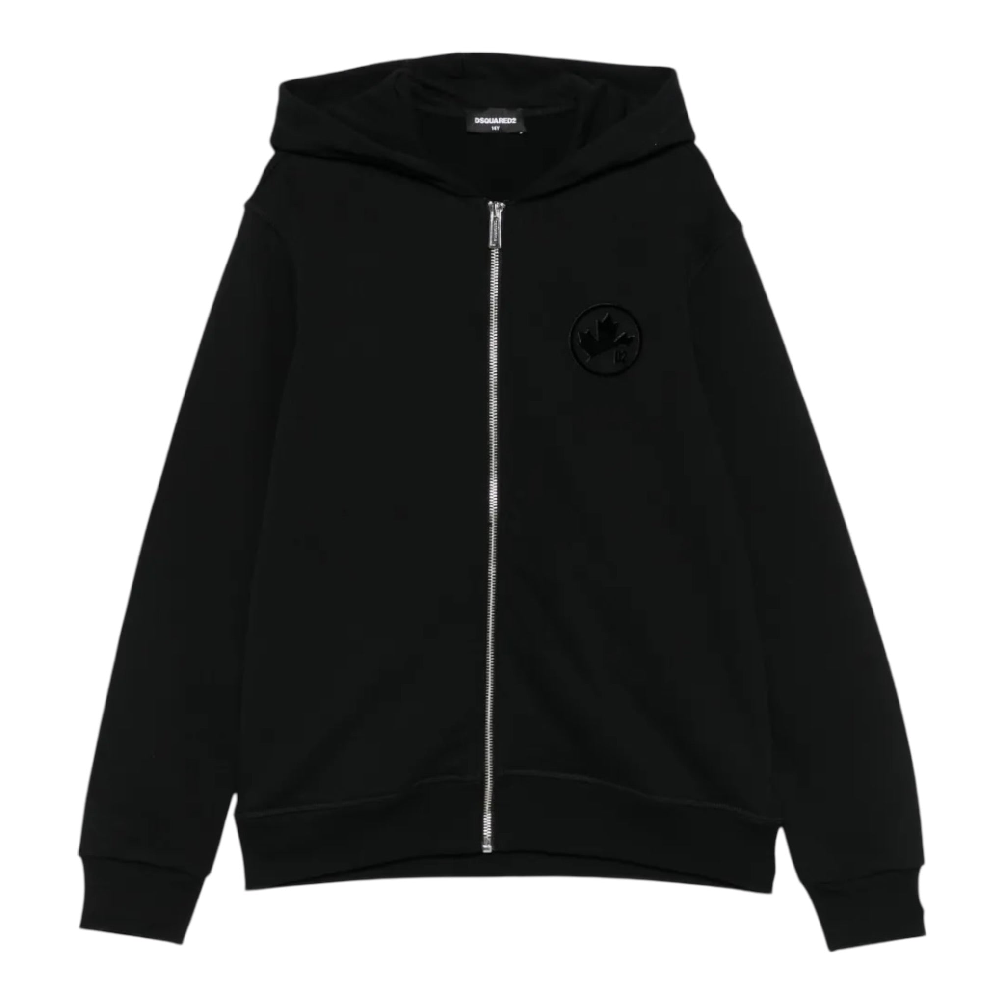 Dsquared2 Felpa con Zip E Cappuccio tinta unita Nero per Bambino DQ3010 NERO DSQUARED2 