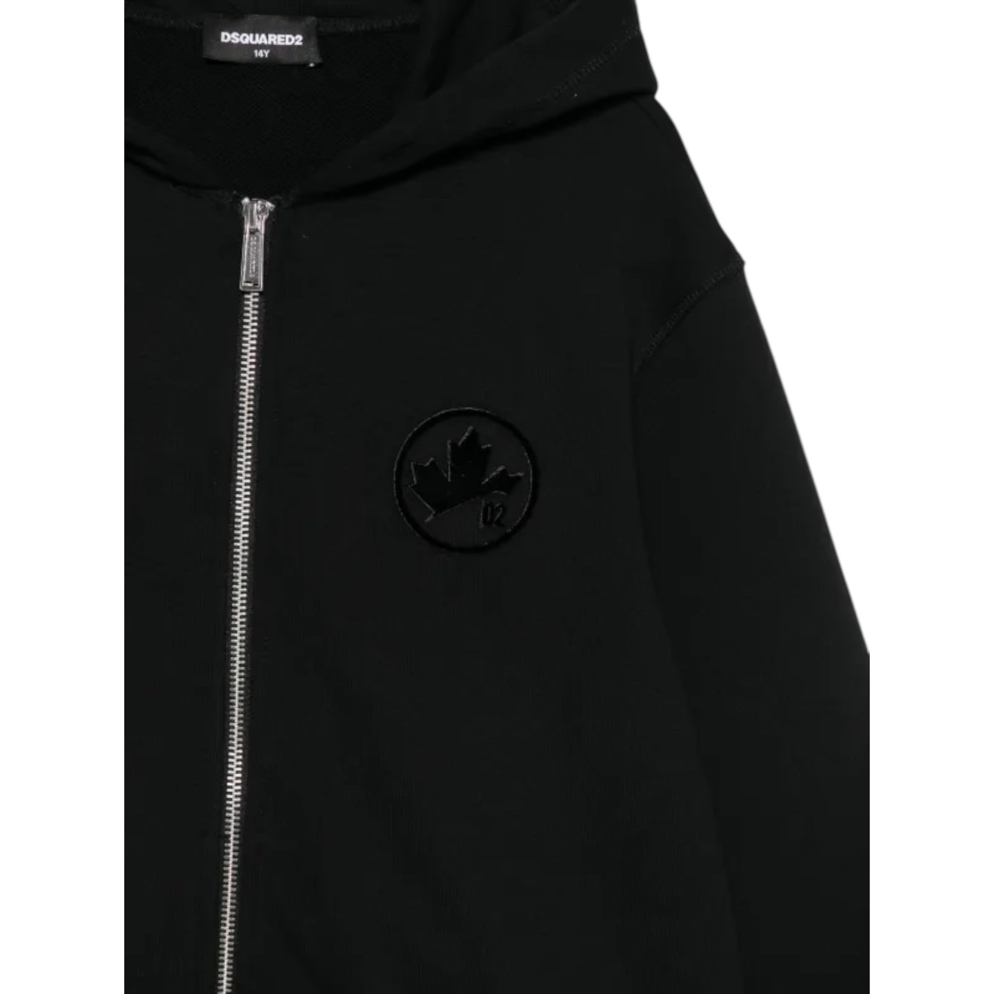 Dsquared2 Felpa con Zip E Cappuccio tinta unita Nero per Bambino DQ3010 NERO DSQUARED2 
