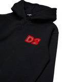 Dsquared2 Felpa Chiusa con Cappuccio tinta unita con Logo Nero per Bambino DQ3016 NERO DSQUARED2 