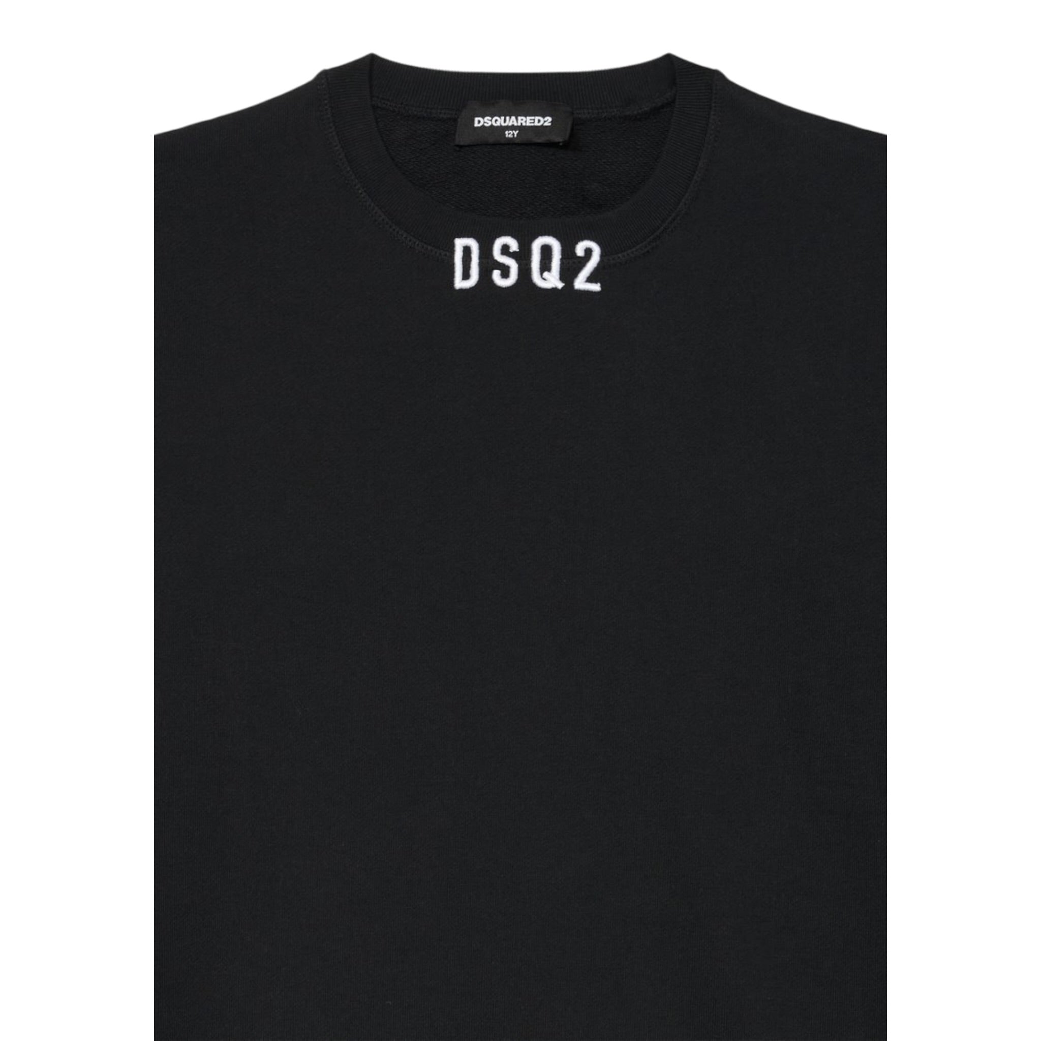 Dsquared2 Felpa Girocollo tinta unita con Logo Nero per Bambino DQ3017 NERO DSQUARED2 