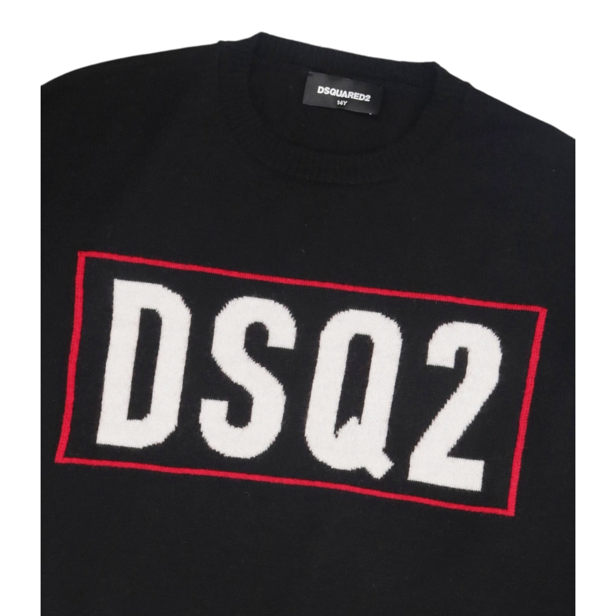 Dsquared2 Maglia Girocollo tinta unita Cn Stampa Nero per Bambino DQ3071X NERO DSQUARED2 
