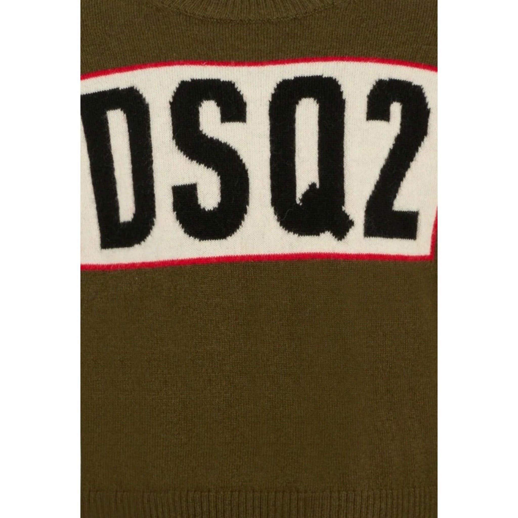 Dsquared2 Maglia Girocollo tinta unita Cn Stampa Verde per Bambino DQ3071X VERDE DSQUARED2 
