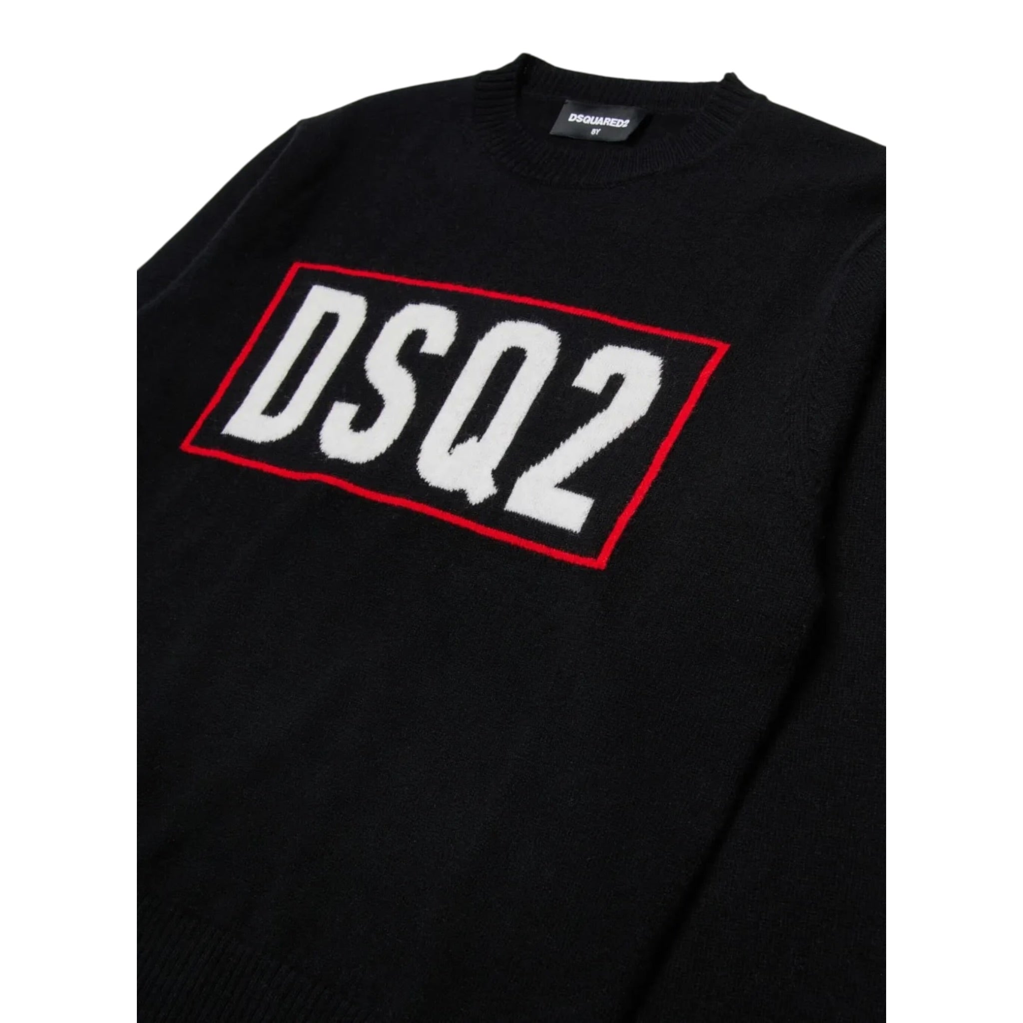 Dsquared2 Maglia Girocollo tinta unita Cn Stampa Nero per Bambino DQ3071XX NERO DSQUARED2 