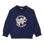 Dsquared2 Felpa Chiusa Girocollo tinta unita con Logo Blu per Neonato DQ3099 BLU DSQUARED2 