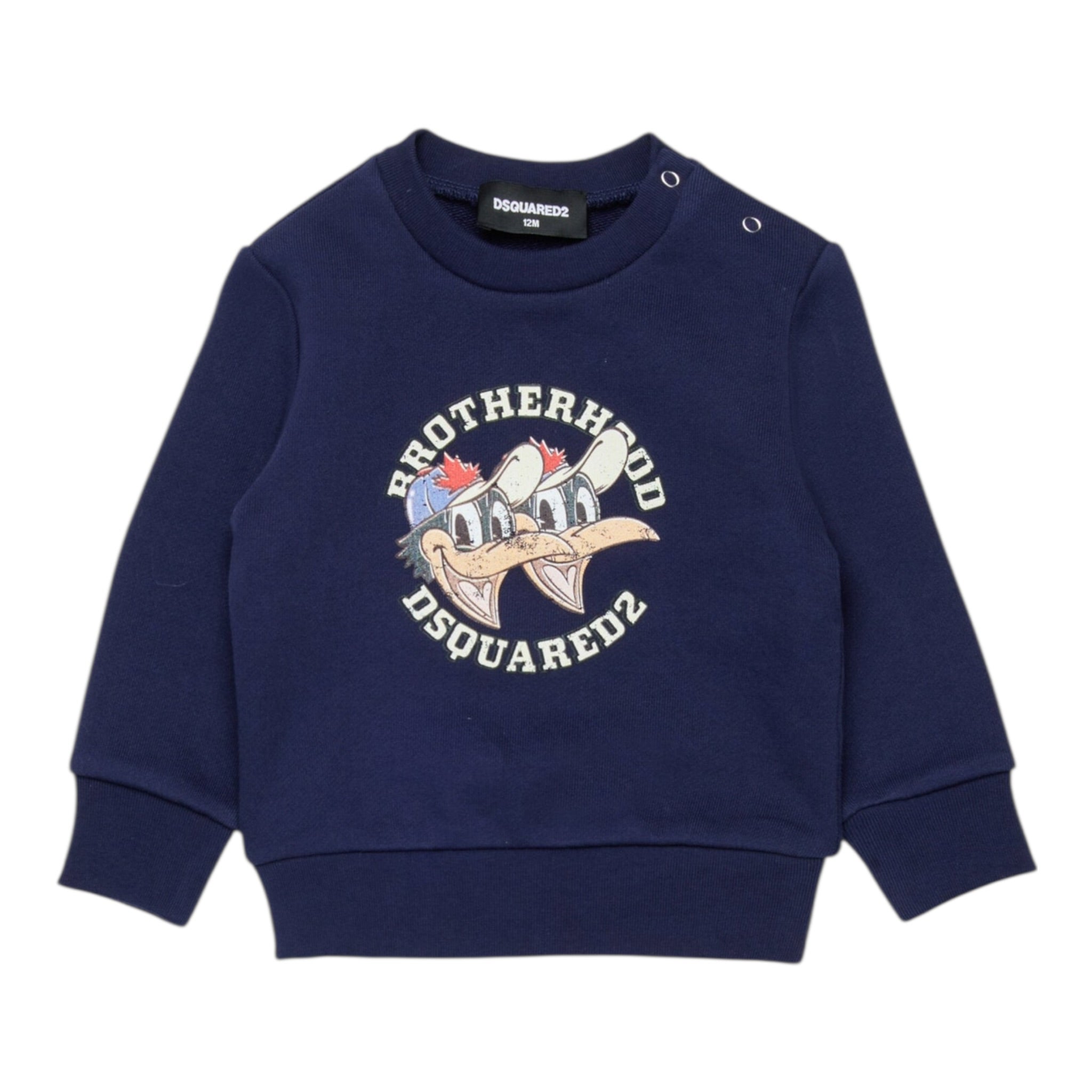 Dsquared2 Felpa Chiusa Girocollo tinta unita con Logo Blu per Bambino DQ3099J BLU DSQUARED2 