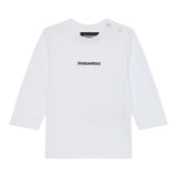 Dsquared2 Shirt Girocollo tinta unita con Logo Bianco per Neonato DQ3108 BIANCO DSQUARED2 