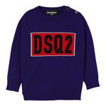 Dsquared2 Maglia Girocollo tinta unita con Ricamo Blu per Neonato DQ3109 BLU DSQUARED2 