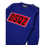 Dsquared2 Maglia Girocollo tinta unita con Ricamo Blu per Neonato DQ3109 BLU DSQUARED2 