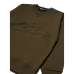 Dsquared2 Felpa Chiusa Girocollo tinta unita con Logo Verde per Bambino DQ3128 VERDE DSQUARED2 