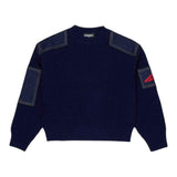 Dsquared2 Maglia tinta unita con Toppe In Denim Blu per Bambino DQ3132 BLU DSQUARED2 