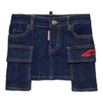 Dsquared2 Gonna In Denim tinta unita con Tasconi Blu per Bambina DQ3138X BLU DSQUARED2 