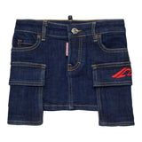 Dsquared2 Gonna In Denim tinta unita con Tasconi Blu per Bambina DQ3138X BLU DSQUARED2 