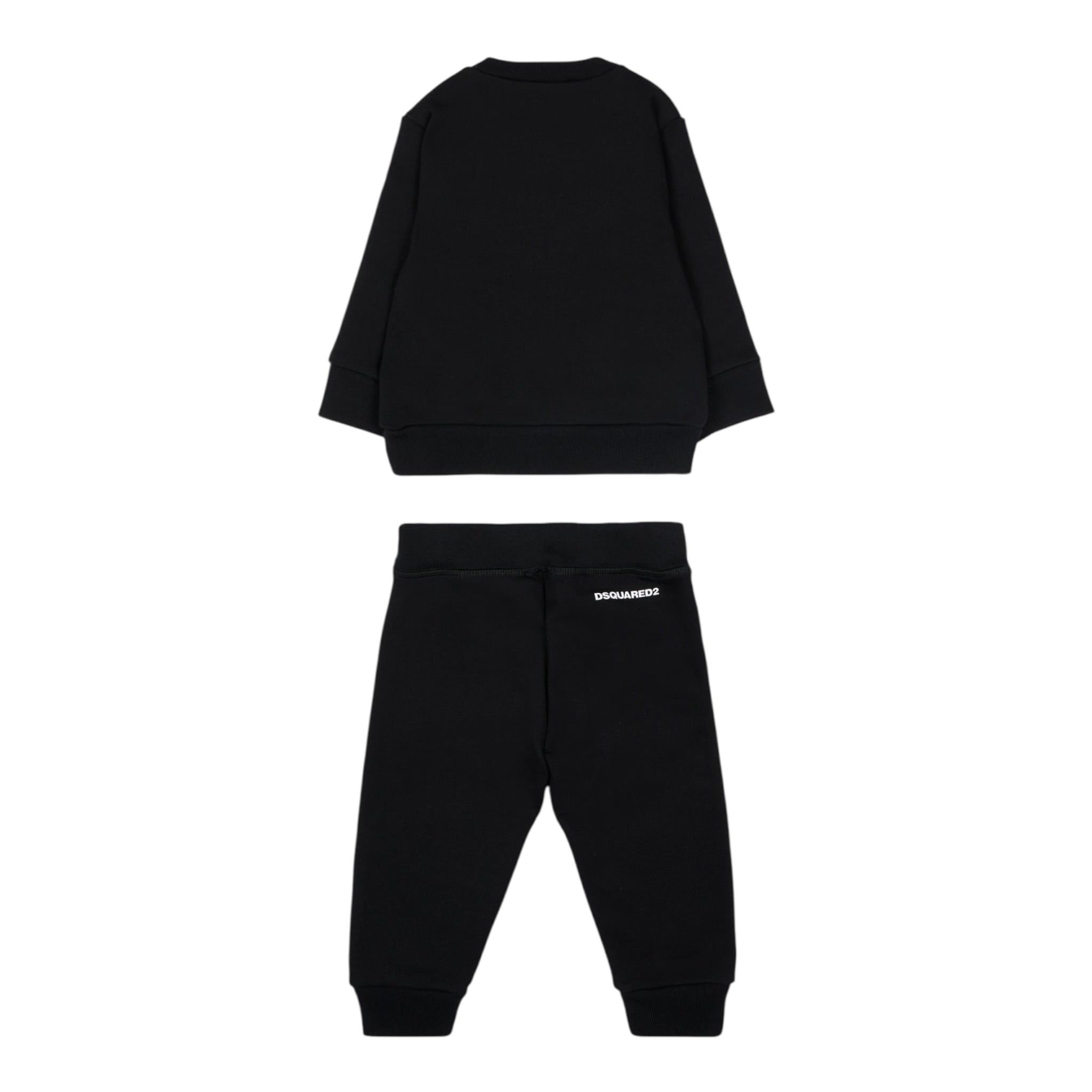 Dsquared2 Completo 2Pz Felpa-Pantalone tinta unita Nero per Bambino DQ3146 NERO DSQUARED2 