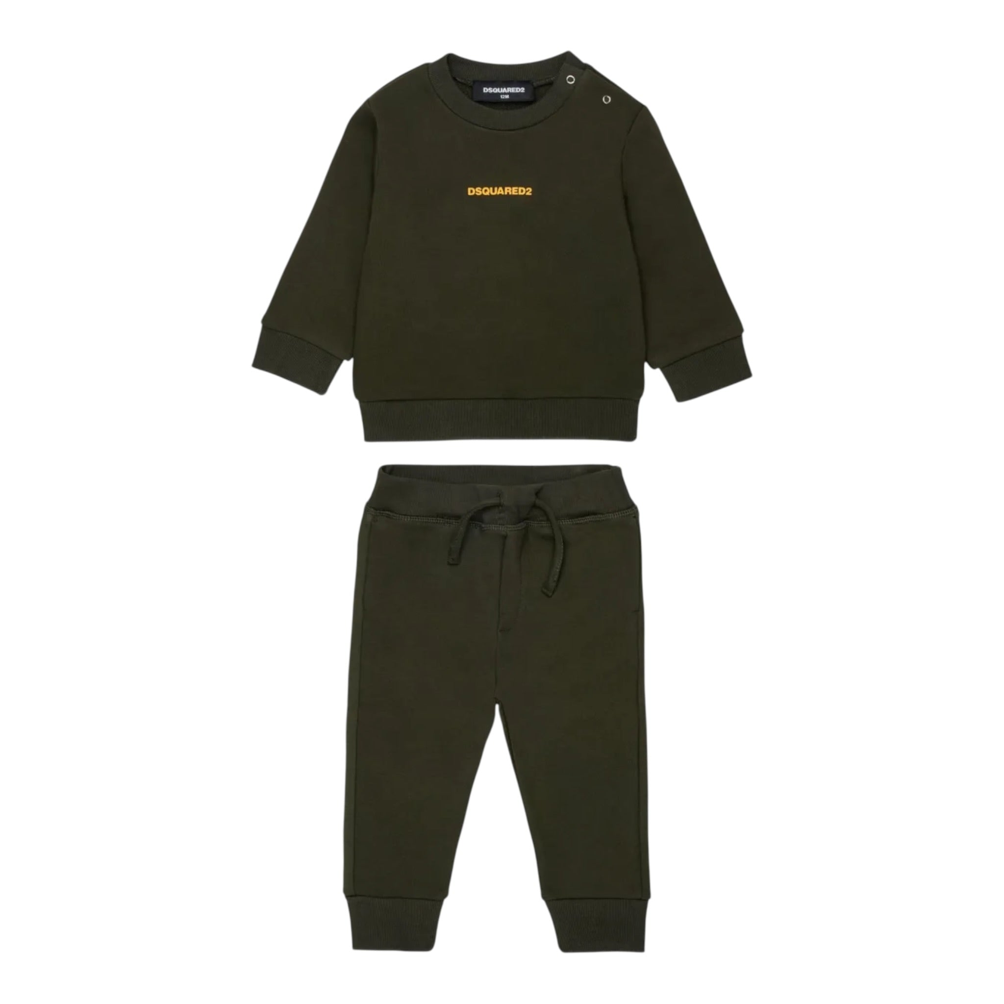 Dsquared2 Completo 2Pz Felpa-Pantalone tinta unita Verde per Neonato DQ3146N VERDE DSQUARED2 
