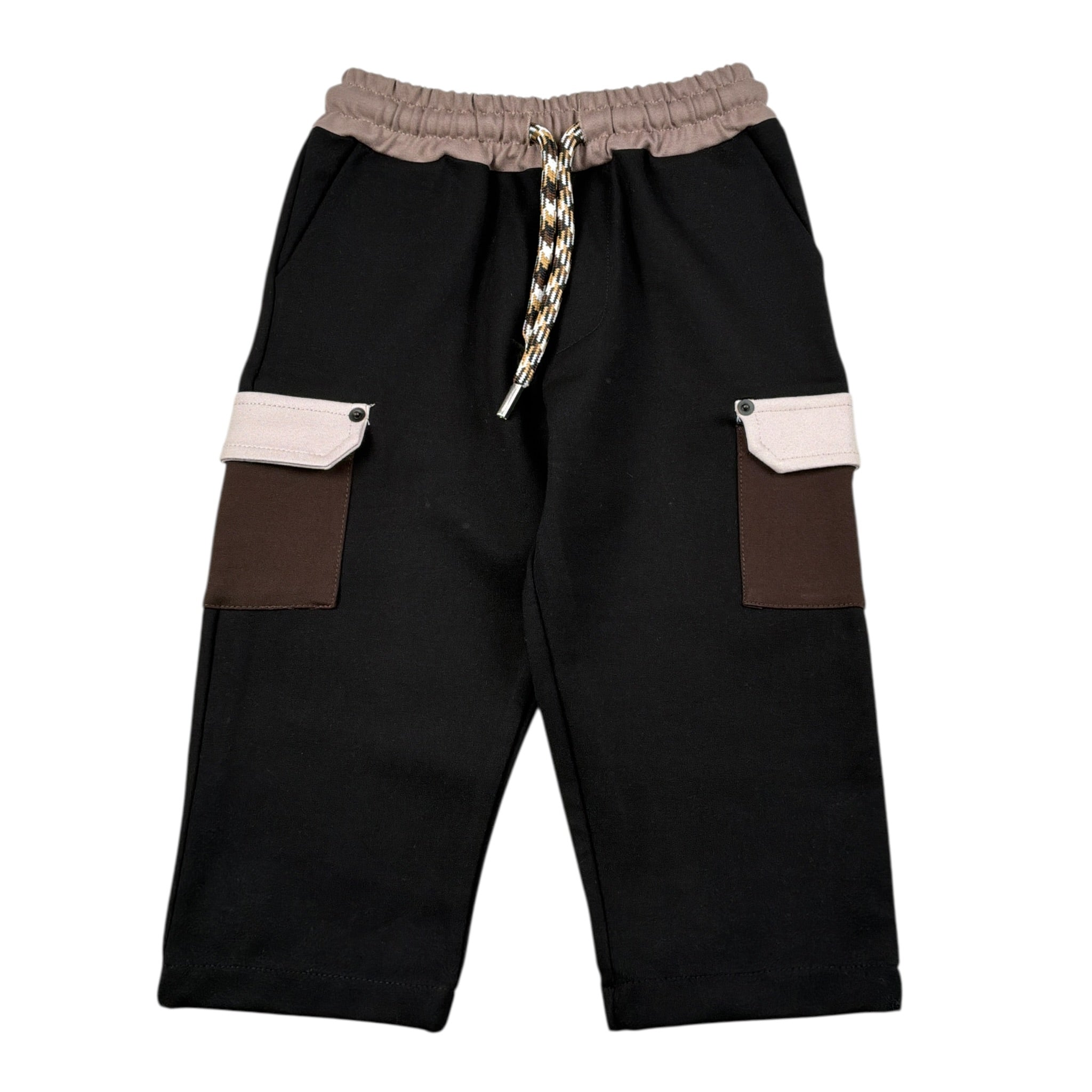 Duepuntozero Pantalone tinta unita con Tasche In Contrasto Nero per Neonato PTBTASC NERO DUEPUNTOZERO 