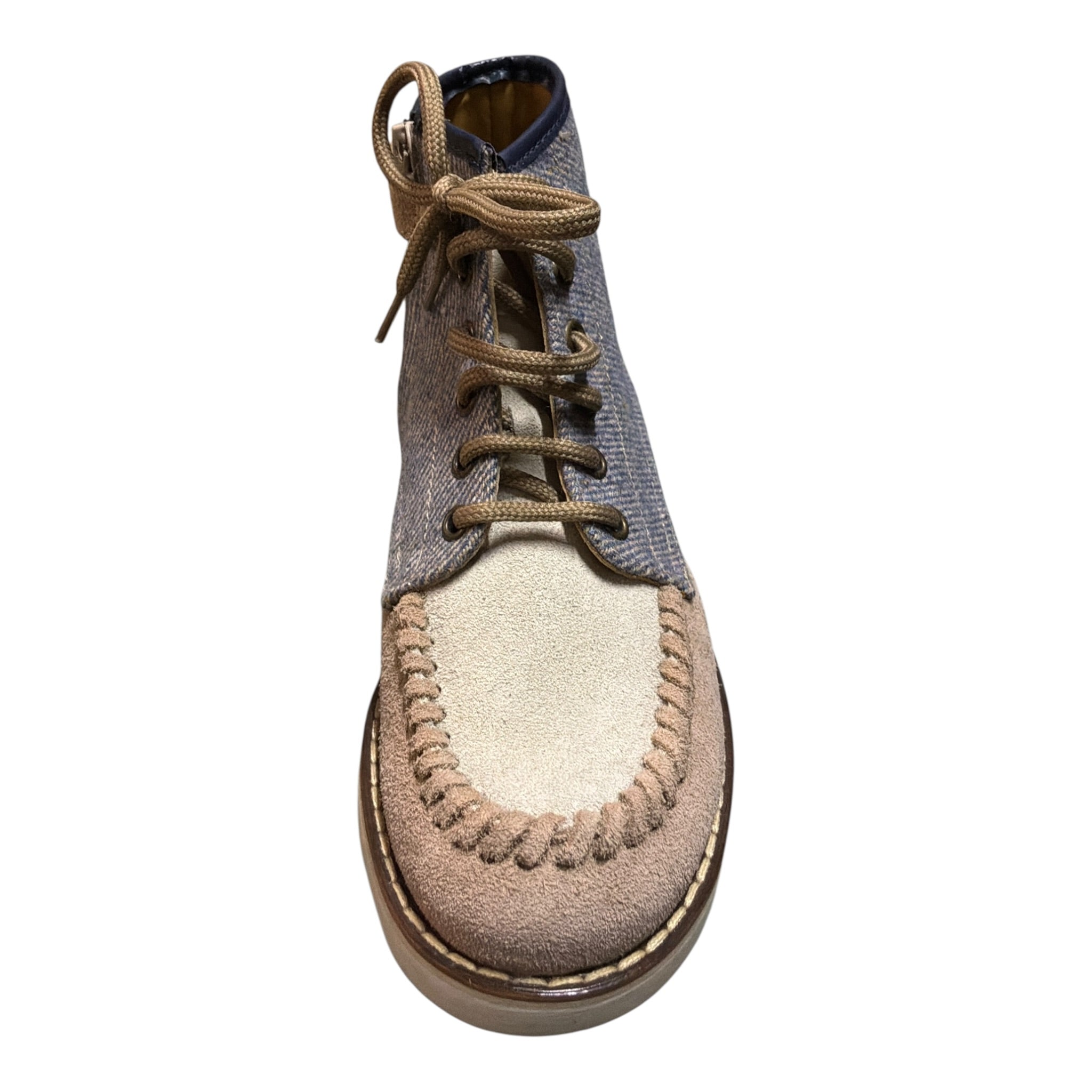 Eleventy Stivale Bicolore con Lacci Beige per Bambino 4R0O16 BEIGE ELEVENTY 