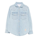 Eleventy Camicia In Denim tinta unita con Bottoni Azzurro per Bambino EX5P70X AZZURRO ELEVENTY 