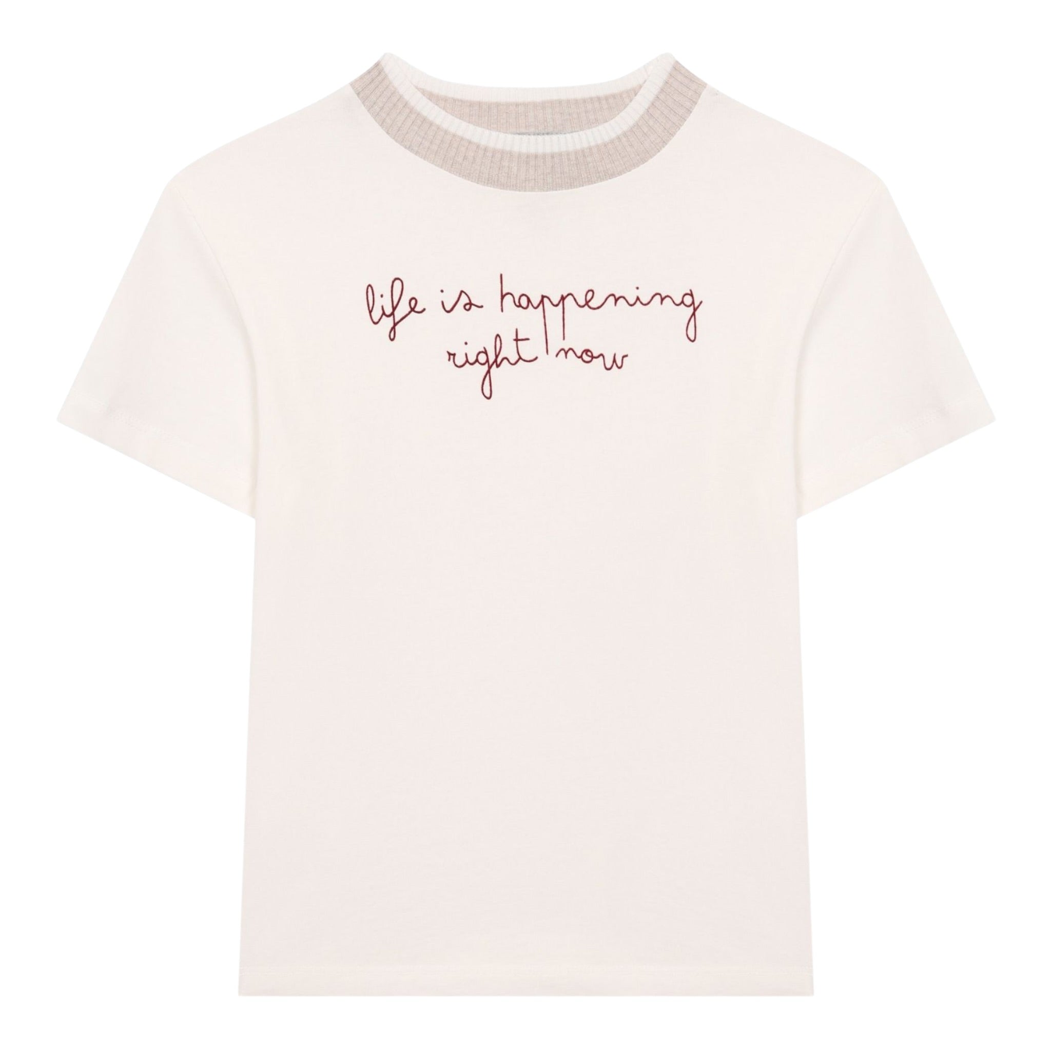 Eleventy T-Shirt Bicolore con Stampa Panna per Bambino EX8P31XX PANNA ELEVENTY 
