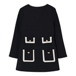 Elisabetta Franchi Abito Manica Lunga tinta unita con Logo Nero per Bambina EFAB623 NERO ELISABETTA FRANCHI 