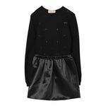 Elisabetta Franchi Abito Manica Lunga tinta unita con Logo Nero per Bambina EFAB632 NERO ELISABETTA FRANCHI 