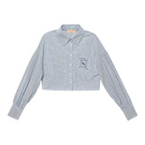 Elisabetta Franchi Camicia tinta unita con Fantasia A Righe Azzurro per Bambina EFCA273 AZZURRO ELISABETTA FRANCHI 