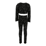 Elisabetta Franchi Compeleto 2Pz Maglia-Leggins con Paillettes tinta unita Nero per Bambina EFCM022 NERO ELISABETTA FRANCHI 