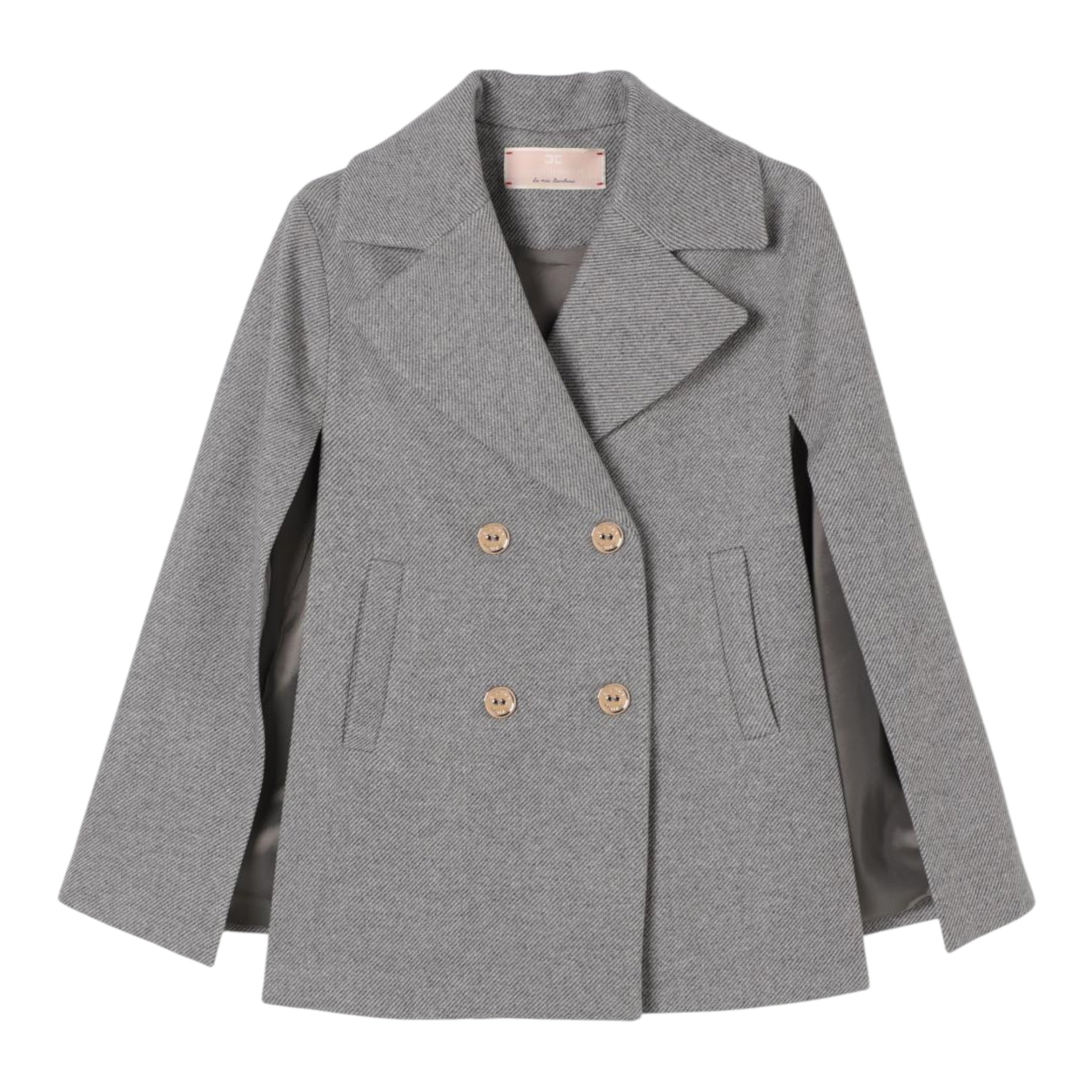 Elisabetta Franchi Mantella tinta unita Doppiopetto Grigio per Bambina EFCT003 GRIGIO ELISABETTA FRANCHI 