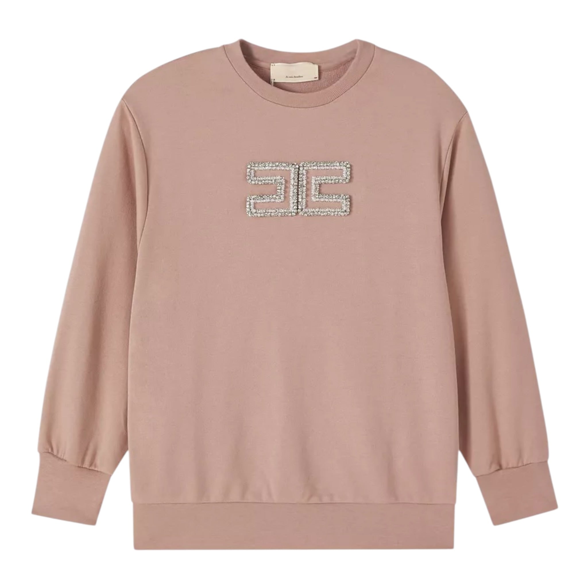 Elisabetta Franchi Felpa Girocollo tinta unita con Brillantini Rosa per Bambina EFFE151XX ROSA ELISABETTA FRANCHI 