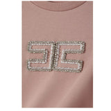 Elisabetta Franchi Felpa Girocollo tinta unita con Brillantini Rosa per Bambina EFFE151XX ROSA ELISABETTA FRANCHI 