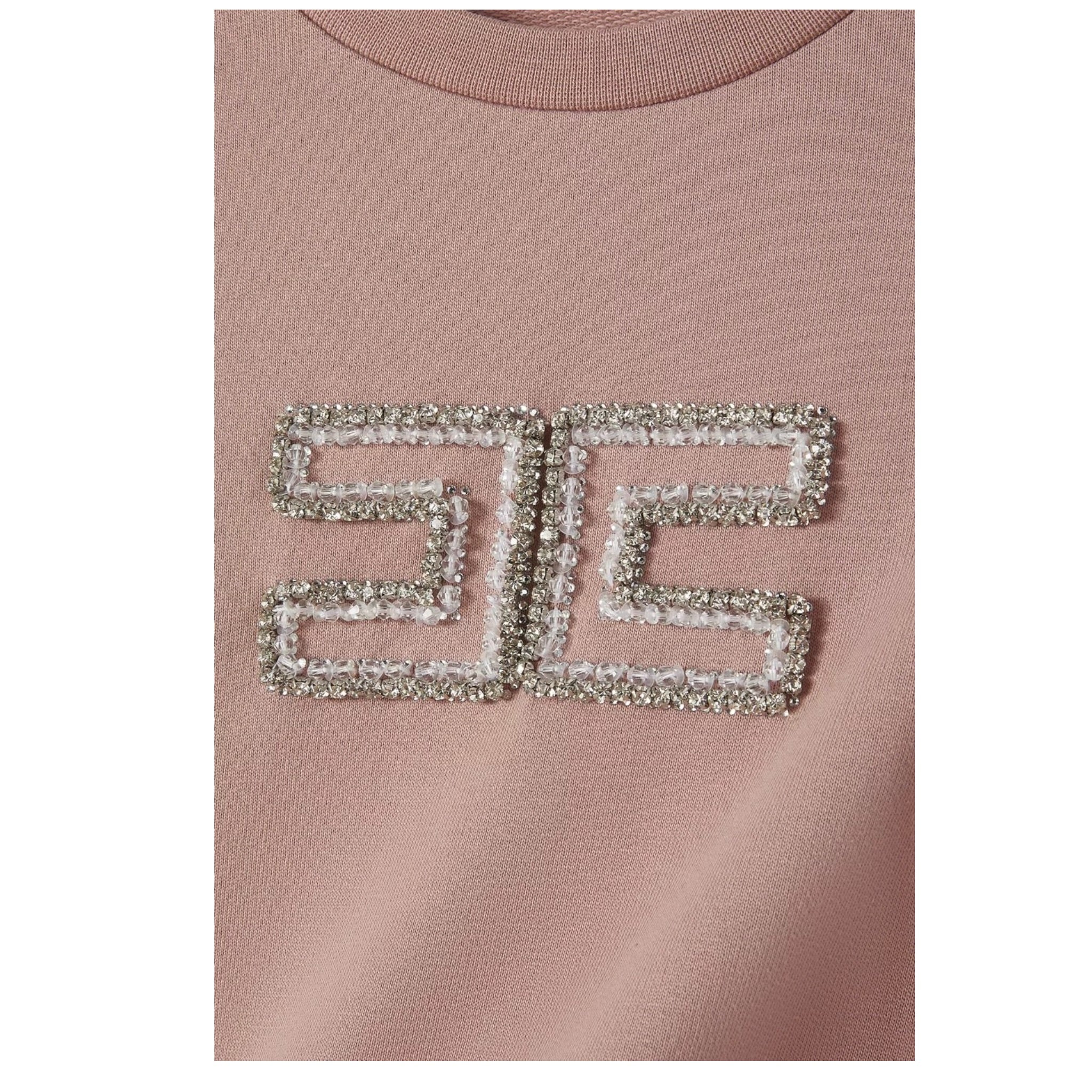 Elisabetta Franchi Felpa Girocollo tinta unita con Brillantini Rosa per Bambina EFFE151XX ROSA ELISABETTA FRANCHI 