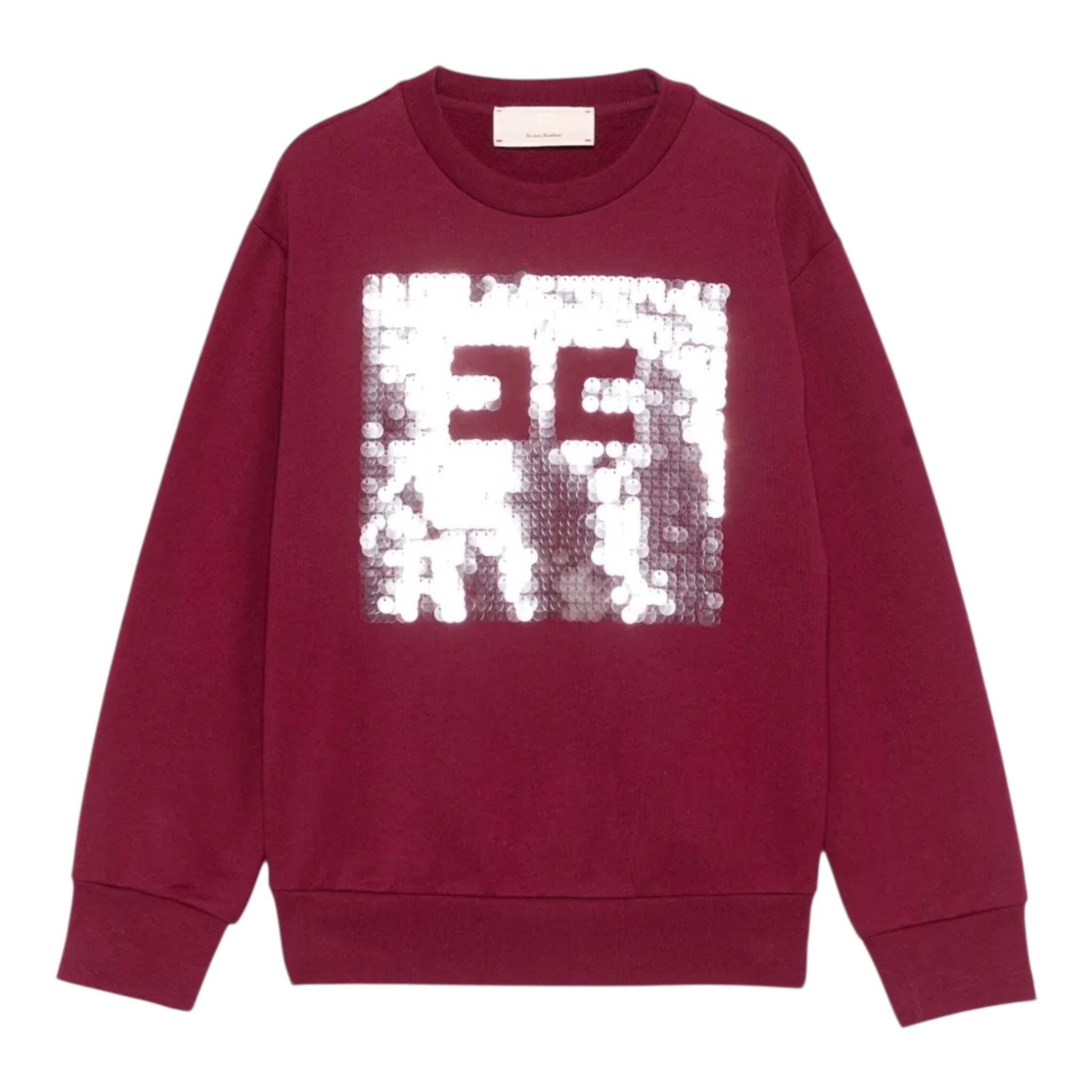 Elisabetta Franchi Felpa Chiusa Girocollo tinta unita con Paillettes Bordeaux per Bambina EFFE152 BORDEAUX ELISABETTA FRANCHI 