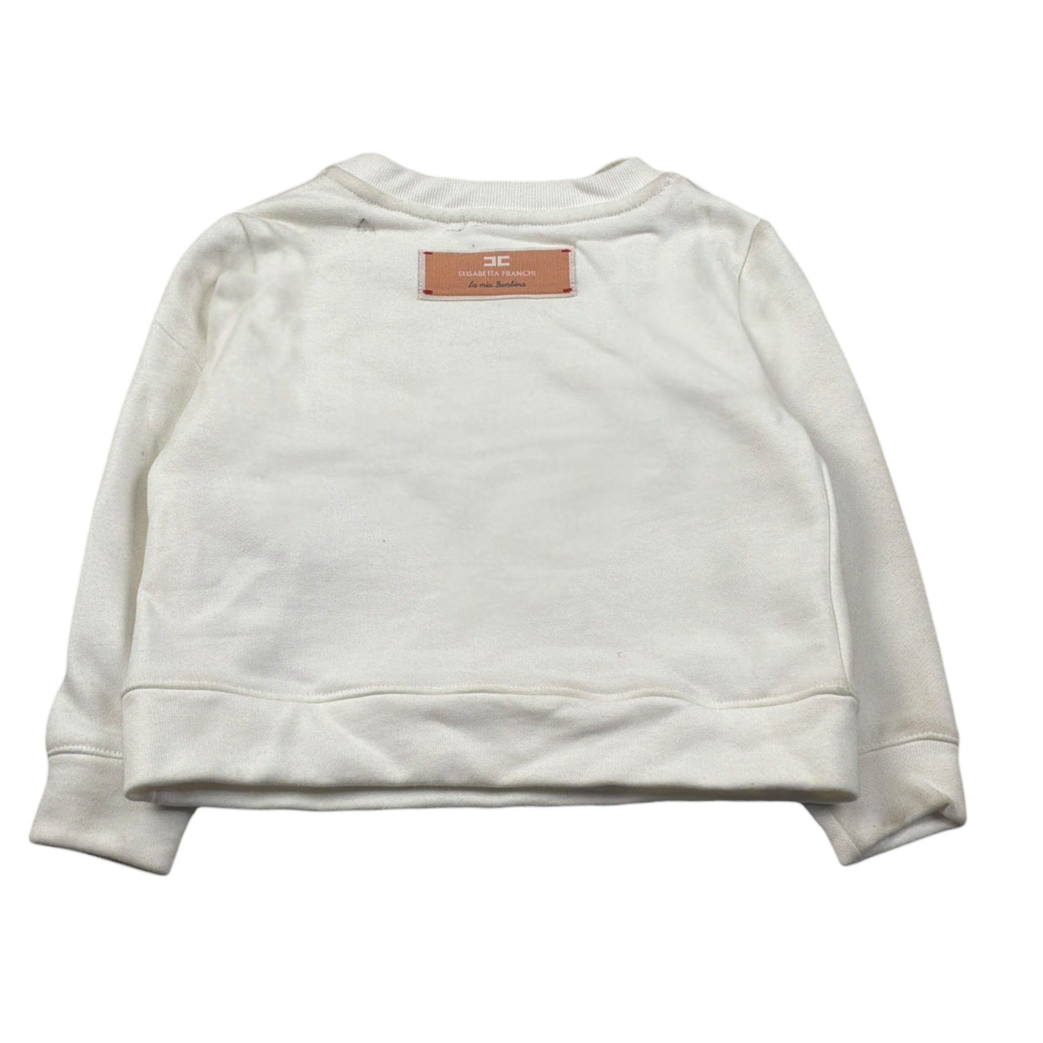 Elisabetta Franchi Felpa Chiusa Girocollo tinta unita con Logo Panna per Bambina EFFE88 PANNA ELISABETTA FRANCHI 