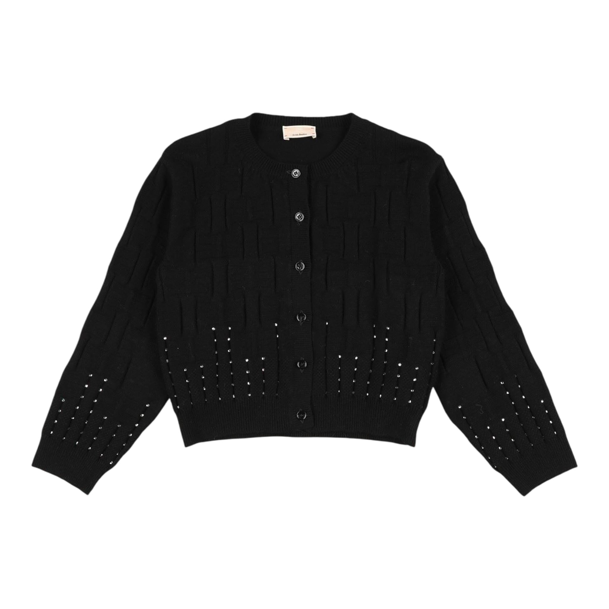 Elisabetta Franchi Cardigan tinta unita con Brillantini Nero per Bambina EFMA167 NERO ELISABETTA FRANCHI 