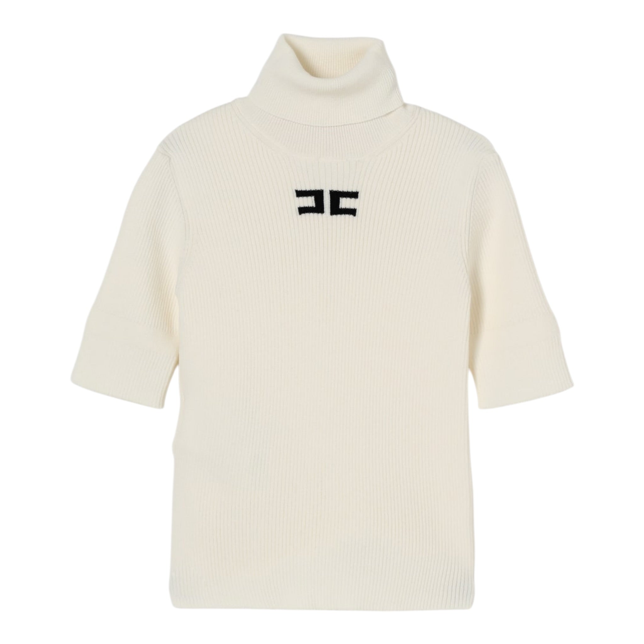 Elisabetta Franchi Maglia Collo Alto tinta unita con Logo Panna per Bambina EFMA176X PANNA ELISABETTA FRANCHI 