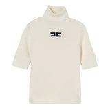 Elisabetta Franchi Maglia Collo Alto tinta unita con Logo Panna per Bambina EFMA176XX PANNA ELISABETTA FRANCHI 