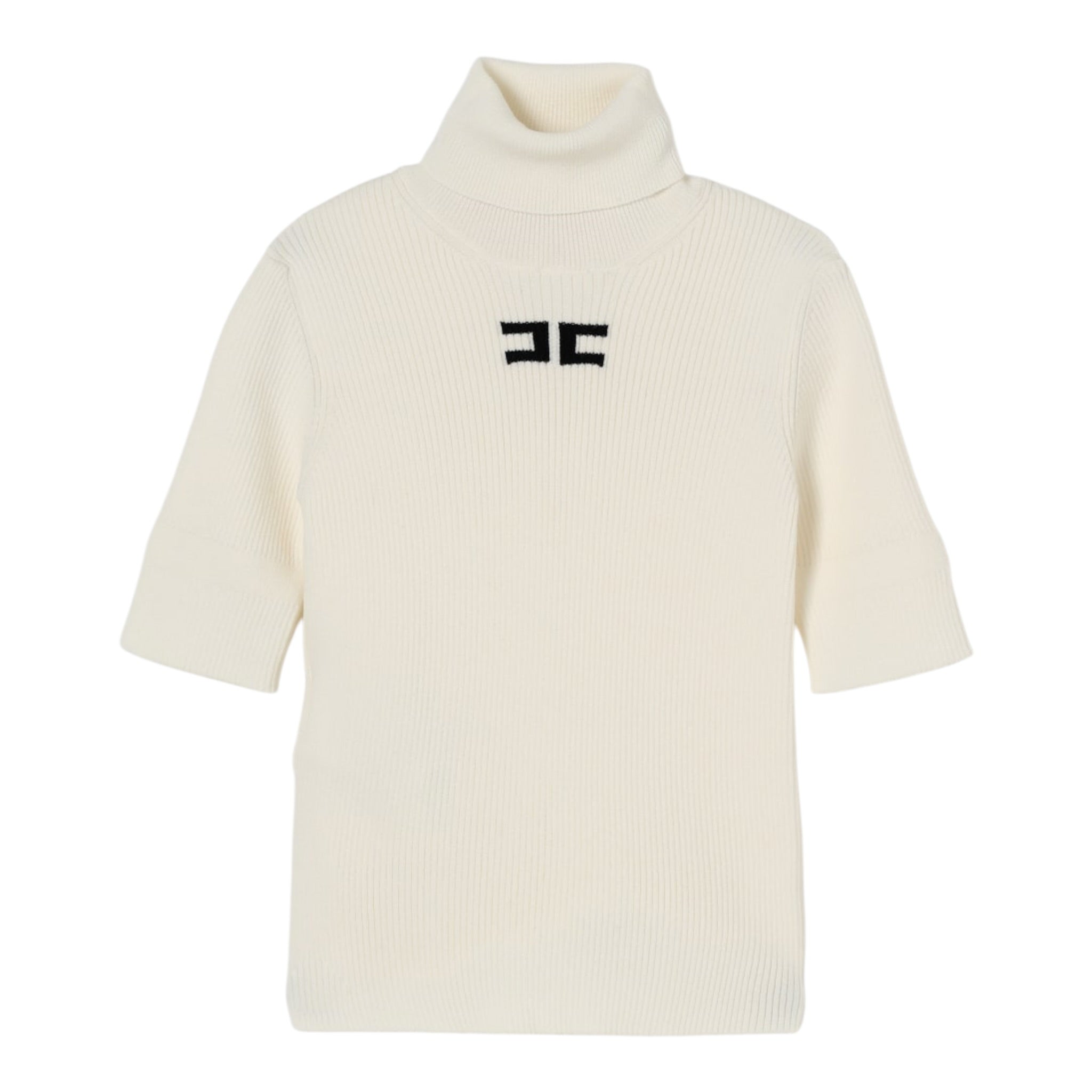 Elisabetta Franchi Maglia Collo Alto tinta unita con Logo Panna per Bambina EFMA176XX PANNA ELISABETTA FRANCHI 